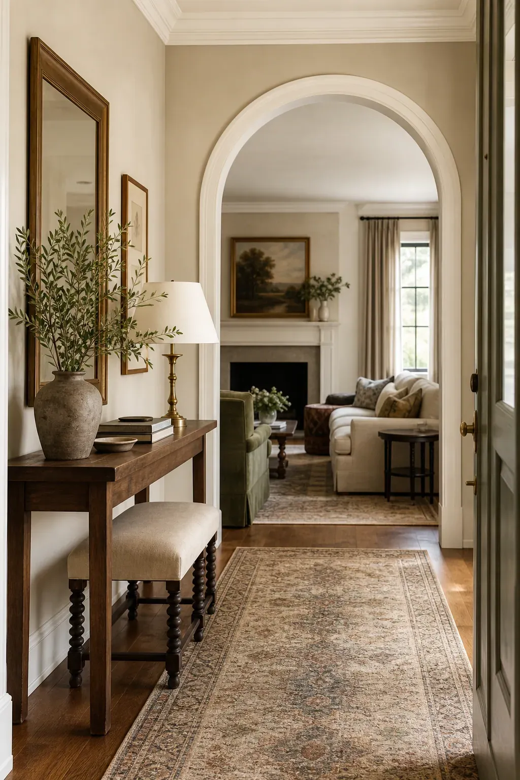 Warm home interior with layered design details
